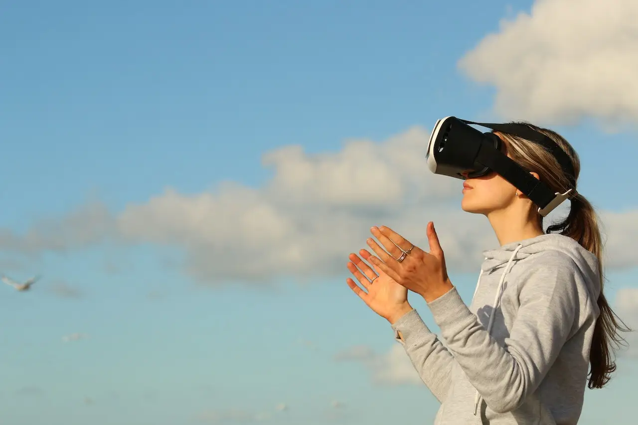 Woman with VR glasses